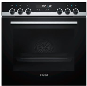 Siemens HE578ABS1 Backofen (Elektro, Einbau), 59.4 cm, Elektronikuhr, Vollglas-Innentür, Edelstahl