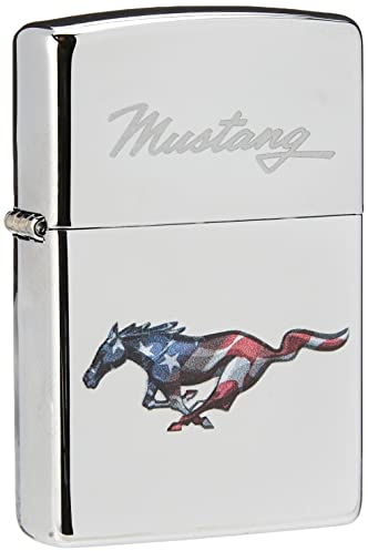 Zippo - Briquet tempête, Motif Ford, Chrome Haute Brillance, Impression colorée Color Image avec Gravure Durable Lustre, Rechargeable, réutilisable, Coupe-Vent, boîte Cadeau, fabriqué aux États-Unis