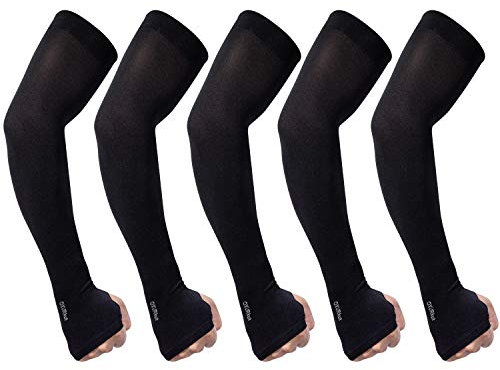 Manicotto Braccio UV Protezione UPF50+, 5 Paia Sport Compressione Raffreddamento Manicotti per Donna Uomo Pallavolo Tennis Running Ciclismo
