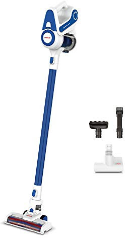 Polti Forzaspira SLIM SR90B_PLUS,Scopa Elettrica Senza Fili Ricaricabile, Aspirapolvere e Aspirabriciole, Tecnologia Ciclonica, 40 Minuti di Autonomia, Vertical Parking, con 3 Accessori, Bianco/Blu