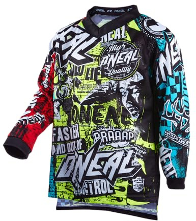 O'NEAL | Motocross-Shirt langarm | Kinder | MX MTB Mountainbike | Leichtes Material, ergonomischer Slim Fit Schnitt für perfekte Passform | Element Youth Jersey Wild V.22 | Multi | XL