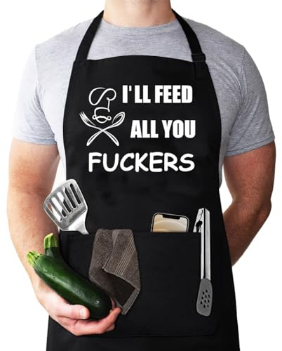 JMYJTSHDP Aprons for Men, Mens Apron, Funny Aprons for Men, Husband Birthday Gift, Gifts for Husband, Father's Day Gifts for Dad, Perfect for Kitchen Cooking, BBQ, Baking.