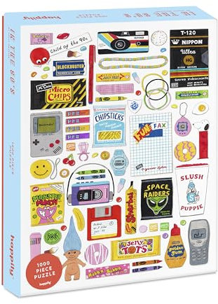 In the 90s 1000 Piece Jigsaw Puzzle for Adults | Premium 100% Recycled Board | 90s Retro 1000 Piece Puzzle for Adults | Retro Gifts | Happily Jigsaw Puzzles