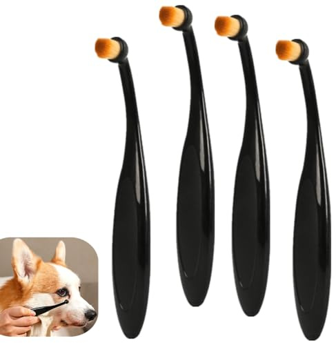 Luoyuanjia Pro Powder Applicator Brush for Dogs And Cats, 4 Pcs Tear Stain Remover Brush, Washable Superfine Fiber Long Tapered Bristles for Safely Apply Tear Stain Powder