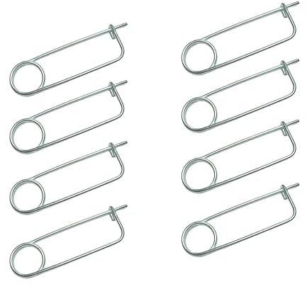 8PCS Steel Brooch Shape Cotter Safety Pin Spring Pin, Quick Lock Brooch Locking Fastener for Farm Lawn Garden Hook (0.12 in X 2.56 in)
