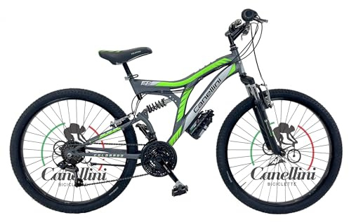 BICICLETTE CANELLINI MTB cykel MTB FULL SUSPENSION 26 COLORADO - 26 hjul (Titan/GRÖN)
