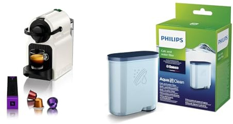 NESPRESSO Krups Inissia XN1001 Kapselmaschine & Philips AquaClean Kalk- und Wasserfilter für Espressomaschine, Kein Entkalken bis 5000 Tassen, Einzelpack