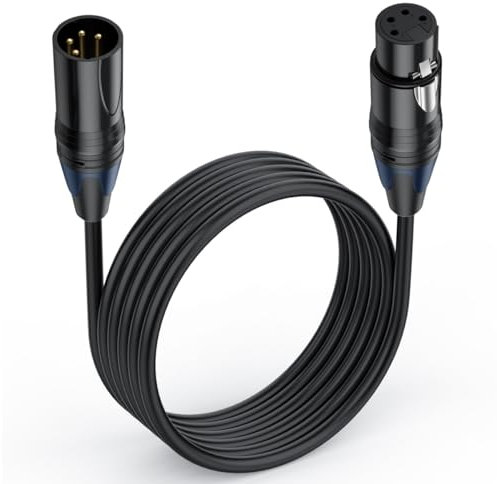 HTGuoji Cable XLR macho a hembra, cable de alimentación de extensión XLR de 4 pines para micrófono, luces de escenario DMX, altavoz, micrófono, mezclador, ecualizador, amplificador de potencia, cámara
