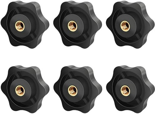 Wjelet 6Pcs M6 Clamping Nuts Wing Nuts Imperial, Plastic Star Clamping Knobs for Machines, Furniture, Fitness Equipment