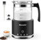 Morpilot Milchaufschäumer Elektrisch, 500ml 600W, 4 in 1 Milchschäumer für Heißer und Kalter, Spülmaschinenfest, Visuelles Glas, Latte-Design, Schwarz