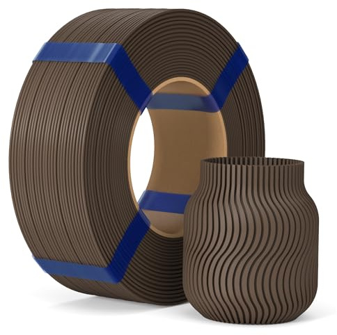 ELEGOO PLA Basic Refill filament 1,75 mm kakao brun 1 kg, 3D-tryckt filament utan spole, hög diameternoggrannhet, lämplig för de flesta återanvändbara spolar