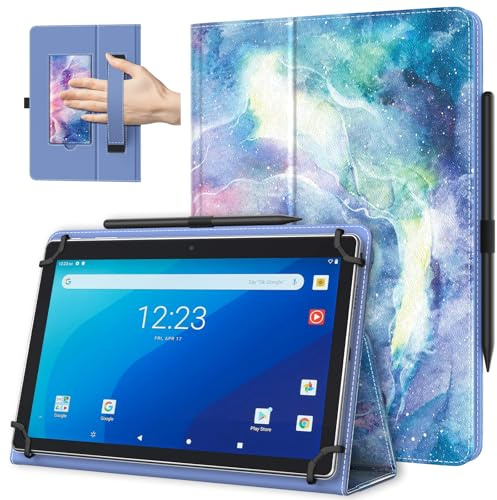 TiMOVO Custodia Universale per Tablet Android 10,1 con Anello per Penna, Cover Leggera e Pieghevole in Piedi con Cinghia a Mano per Tutti i Tablet Touchscreen da 9,6-11, Nebulose Fantastiche