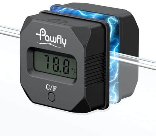 Pawfly Aquarium Magnet Glass Cleaner with Thermometer, Magnetic Fish Tank Cleaner, 5 cm Mini Algae Scraper for Glass Aquariums, Strong Magnetic Brush for Fish Tanks up to 75 L