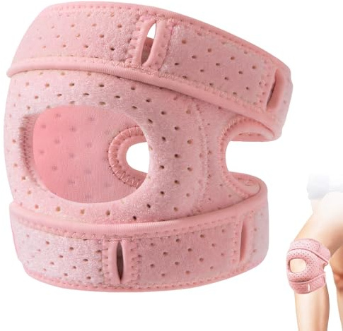 Ekukeon Stabilisateur de Rotule pour Genouillère, Genouillère avec Coussinets en Gel pour Rotule, pour le Fitness et le Soulagement des Douleurs Articulaires -Rose
