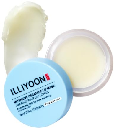 ILLIYOON Intensive Ceramide Lip Mask | 10,000ppm Ceramide for Barrier Repair & Deep Hydration, Non-sticky Vegan Formula, Overnight lip Mask & All-Day Balm, Fragrance-Free, Korean skincare, 0.24 fl.oz.