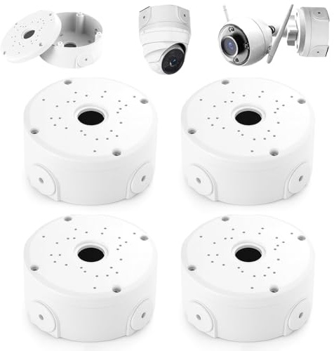4 Pieces Camera Junction Box, Waterproof Junction Box for Security Camera, Hemispherical Security Camera Mounting Box, for Dome Camera, Security Camera Mounting Box, for Walls, Ceilings