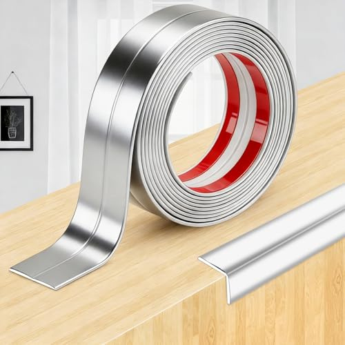 sturiz Dekorlister, självhäftande vinkelprofil hörnlist, självhäftande vinkellist silver 6 cm x 3 m, kantskydd vägg, vinkelprofil plast, mjuk sockellist för väggskydd, hörnskydd