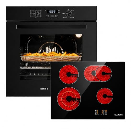 Autarkes - Juego de cocina (60 cm, horno empotrado con Air Fry & Steam Clean, vitrocerámica de 59 cm con zona flexible, zona de cocción de doble anillo, temporizador, seguridad infantil, 9 niveles de