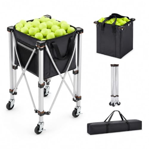 Panier Chariot pour balles de Tennis avec Roues, capacité 150 balles, Structure Pliable pour entraînement
