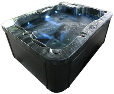 HOME DELUXE - Idromassaggio da esterno - BLACK MARBLE PURE - Dimensioni 210 x 160 x 85 cm - Incl. riscaldamento, 27 getti massaggianti e 9 fonti di luce I Spa idromassaggio da esterno per 3 persone