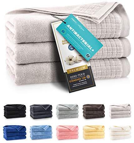 ZWOLTEX Himmlisch weiche Handtücher aus 100% Ägyptischer Baumwolle I Made IN EU I Gästehandtücher Ultra-Soft Duschtuch Badetuch - 3er Handtuch Set Hellbraun