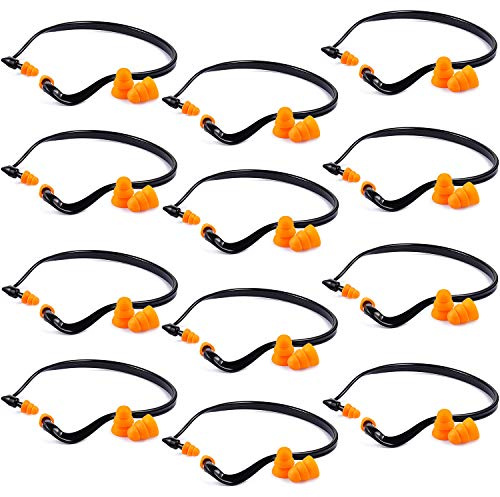 Sumind 24 Pieces Banded Ear Plugs Hearing Bands Banded Ear Band Plug Shooting Reusable Construction Protection Silicone Replacement Pods for Work Sleeping Concerts, Motor Sport Racing