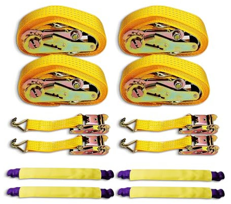 Youyijia 4pcs Ratchet tie down lashing straps 5000kg 4m Ratchet Straps Car Tyre Belt Car Wheel Lock Strap Tow Rope Set Wheel Straps Recovery Safety Straps