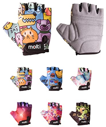 Guantes de ciclismo para niños, guantes bici de medio dedo para bicicleta, senderismo, talla S, animales