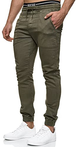 Indicode Herren Nizar Stretchhose | Herrenhose Denim Stretch Jeans Freizeithose Army, S