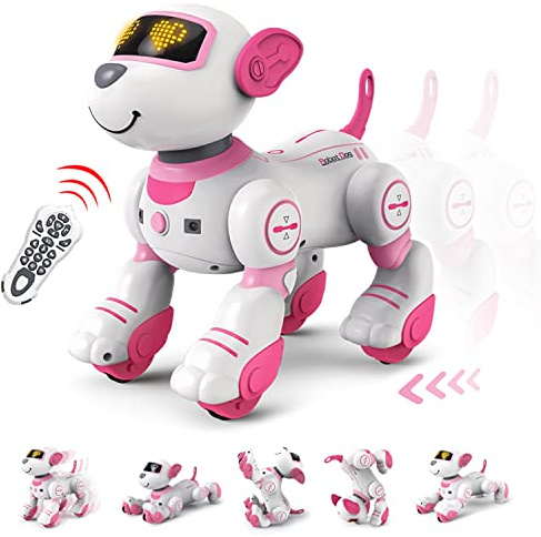 FUUY Robot Dog Toys for Girls Toys Interactive Robot Toy FollowMe Robot for Kids 5-7 Intelligent Remote Control Dog with Sing Dance AI Robotics for Kids Age 3 4 5 6 7 Chrismas Birthday Gifts Girls