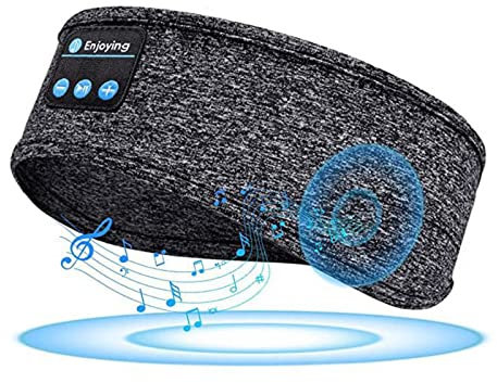 Auriculares Inalámbricos para Dormir, Auriculares Deportivos Bluetooth con Diadema, 2 Altavoces Integrados para Dormir, Hacer Ejercicio, Yoga, Malla Transpirable, Gris