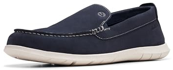 Clarks Flexway Step, Mocasín Plano Hombre, Azul Marino Ante, 41 EU