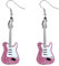 Ticome Acrylic Classical Guitar Earrings,Vintage Rock Band Music Guitar Earrings, Punk Hip-Hop Instrument Acrylic Earrings, Jewelry Gifts for Personalized Music Enthusiasts (Pink)