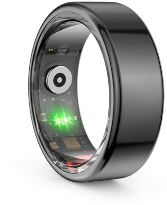 Smart Ring Smartringe Herren Damen Smart Ring Android iOS Fitness Ring Tracker Pulsmesser Schrittzähler Schlafmonitor Gesundheitsüberwachung Datenaufzeichnung für Verschiedene Sportarten, Schwarz#12