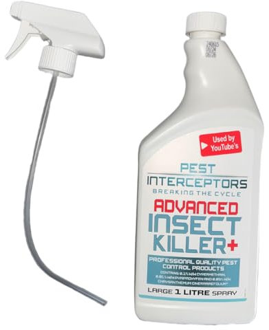 PEST INTERCEPTORS ADVANCED KILLER INSECT + | 3 active ingredients including an IGR! kills Bedbugs, Ants, Beetles, Mites, Cockroaches, Fleas, Flies, Mosquitos, Wasps, Moths and Spiders!