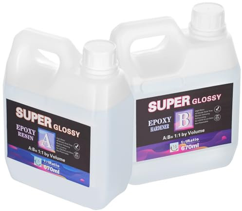 Yiierr 1340ml Resine Epoxy,Resine Epoxy Transparente,1:1 Ratio,Kit Résine Epoxy Complet avec, Bâton, Gants, Verre Doseur,pour la Fabrication de Bijoux en Cristal Pendentif Bracelet, La DIY Artisanale