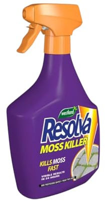 Resolva Moss Killer Ready to Use – Powerful Formula for Quick Moss, Algae & Lichen Removal on Block paving, Gravel & Decking – Effective Outdoor Cleaner & Preventer for Healthy Surfaces (1 Litre)