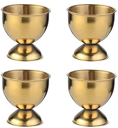 1/4Pcs Stainless Steel Egg Cups Egg Display Holders Kitchen Egg Stands Soft Boiled&Hard Boiled Egg Tray Kitchen Tool(gold-4pcs)