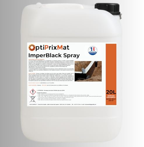 ImperBlack Spray – Revêtement d’étanchéité noir pulvérisable | Jusqu’à 100 m² traités avec 20 L | Fondations, soubassements, maçonneries enterrées