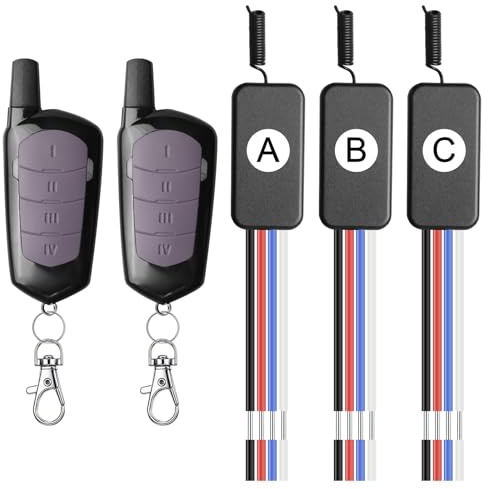 Interruttore radio wireless a 3 vie, interruttore di controllo remoto DC 12V: set di telecomandi a 3 vie, mini telecomando wireless compatto, interruttore remoto a 433 MHz per illuminazione