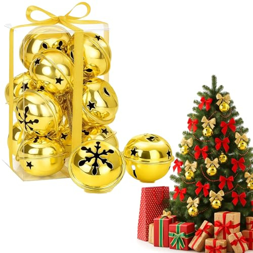 27PCS Christmas Bells, Bells for Crafts, Christmas Bell Decorations for DIY Arts Crafts and Gift Wrapping, Gold Home Decoration Ideal for XMAS Parties, Tree and Wreaths