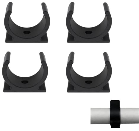 JURENEE 4 Piezas Tubo Sujetar Hebilla Abrazaderas Negro con Agujeros, Abrazadera Tubo Duraderas de Material PP, 38mm Agua de Tuberías Fijas Clips Redondo, Reutilizable, Evitando el Desplazamiento