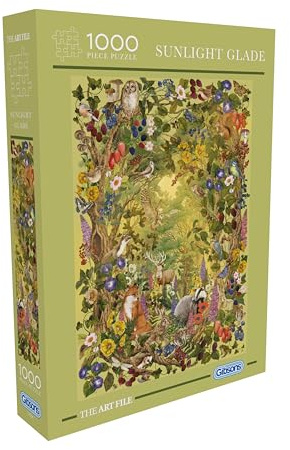 Gibsons Sunlight Glade 1000 Piece Jigsaw Puzzle for Adults – Forest & Wildlife Animals Artwork Scene, The Art File Collection – Premium Sustainable Puzzle Made in the UK/EU