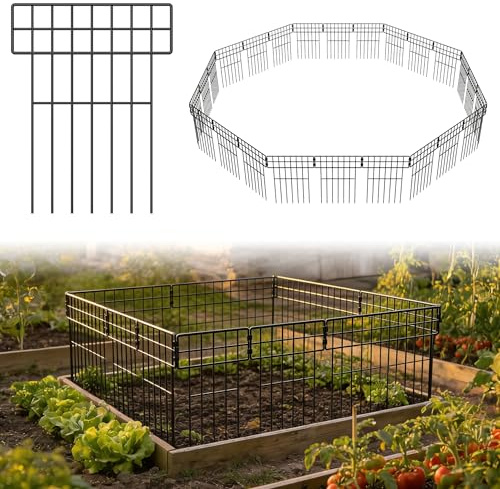 XMTECH Valla de jardín decorativa de metal, 25 unidades, 42 x 32 cm, color negro, valla móvil para perros, parterres y patios, camping, valla de inserción, valla de jardín, valla para perros, tipo B