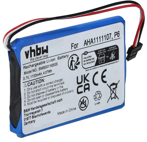 vhbw Akku kompatibel mit Tomtom G0 620 World, Go 6100, Go 620 (2016), Go 600 GPS Navigation Navi (1100 mAh, 3,7 V, Li-Ion)