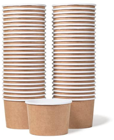 MATICAN Papier-Eisbecher, Einweg-Dessertschalen für heiße oder kalte Speisen, 266 ml, Partyzubehör, Leckerlibecher für Eisbecher, gefrorener Joghurt, Suppe, Braun, 50 Stück
