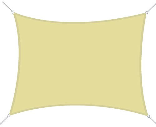 Outsunny Vela Ombreggiante Rettangolare 4x6m, Tenda da Sole per Esterno in Poliestere Anti UV Traspirante Color Sabbia