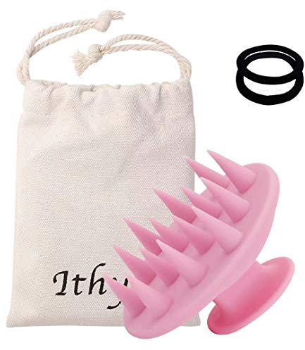 Ithyes - Spazzola massaggiante per capelli e cuoio capelluto, con setole morbide in silicone, trattamento antiforfora, comoda per tutti i tipi di capelli, per donne, uomini, bambini e animali (rosa)