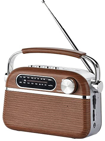 Halterrego Radio Vintage Grandes Ondes Aspect Bois, AM/FM/SW Lecteur USB/Carte Micro SD Prise Secteur ou Pile (Non Incluse)