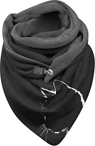 Damen Schal Winter Frauen Schal Mit Knöpfen Elegant Klassischer Persönlichkeit Katze Motiv Dreieck Herbstschal Winterschal Mit Button Weicher Scarf Valentinstag Frau Geschenk